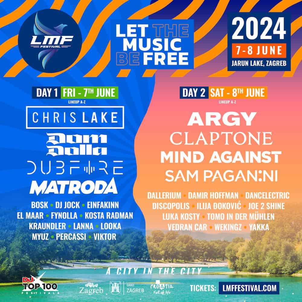 LMF Festival (Lake Jarun, Zagreb, 7th & 8th June) 2024 Line-up