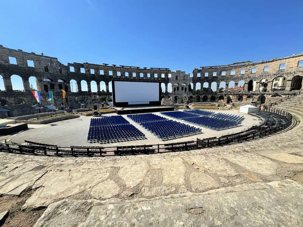 Pula Arena, set up for screenings for the Pula Film Festival