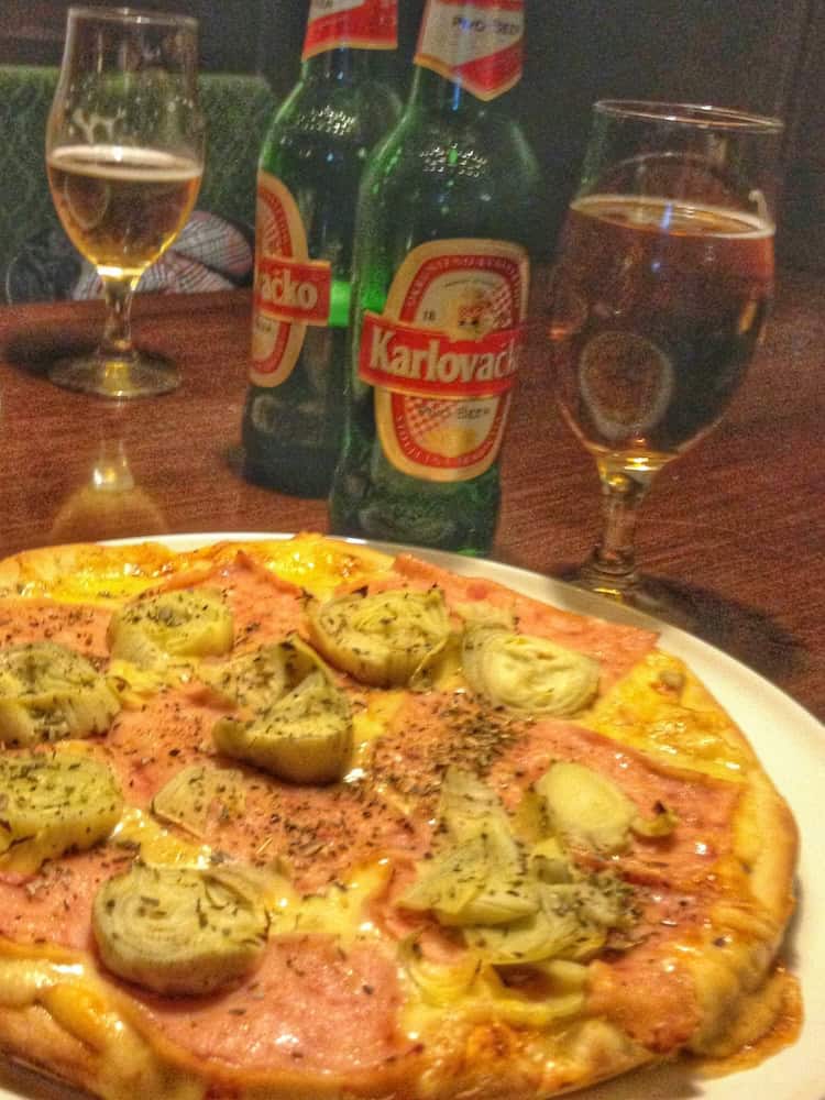 Delicious pizza and beers at Pizza Bar Dionis