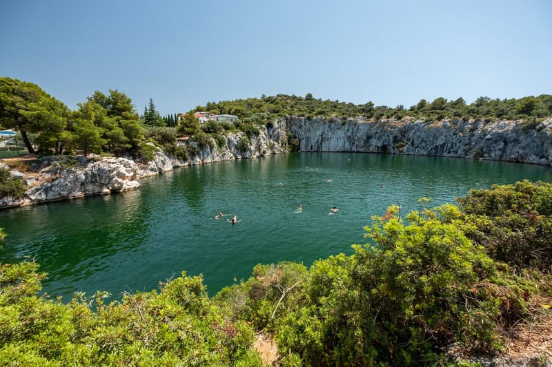 Rogoznica - Dragon's Eye Lake with swimmers